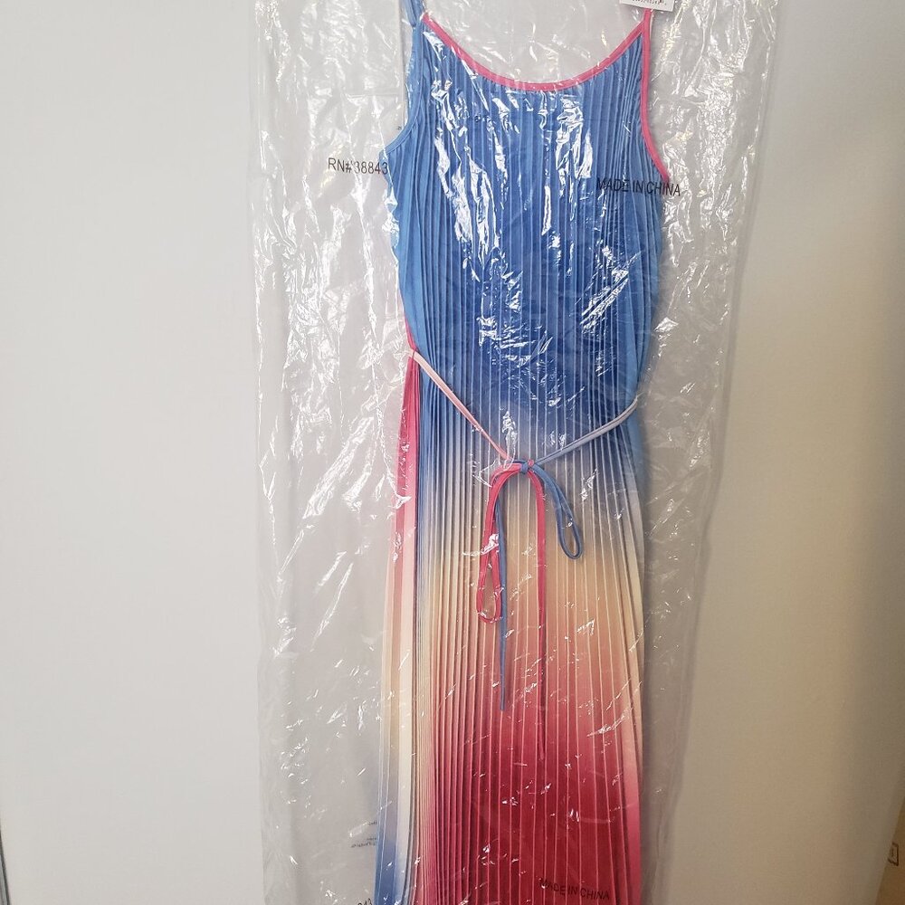 Sam Edelman Ombre Pleated Midi Dress Color: Blue Pink